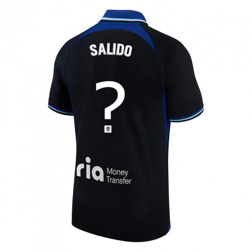 Kinderen Alberto Salido #0 Zwart Wit Blauw Uitshirt Uittenue 2022/23 T-shirt