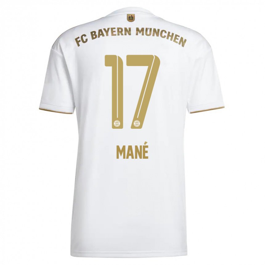 Kinderen Sadio Mane #17 Wit Goud Uitshirt Uittenue 2022/23 T-shirt