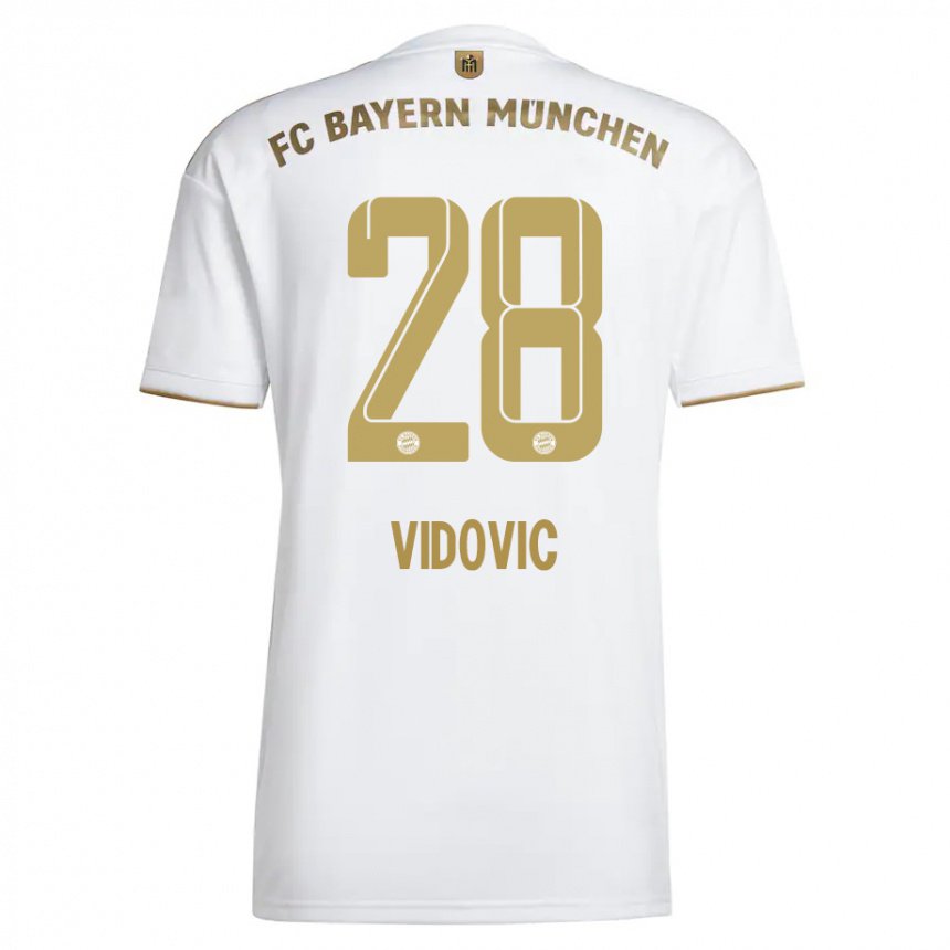 Kinderen Gabriel Vidovic #28 Wit Goud Uitshirt Uittenue 2022/23 T-shirt