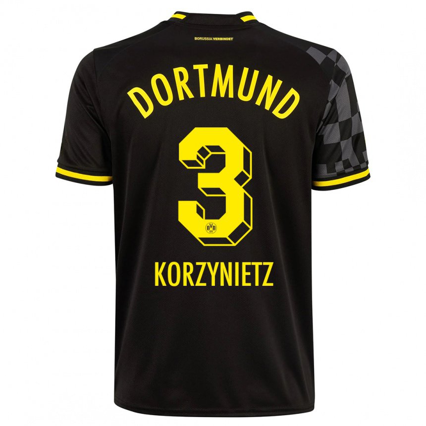 Kinderen Jaden Korzynietz #3 Zwart Uitshirt Uittenue 2022/23 T-shirt