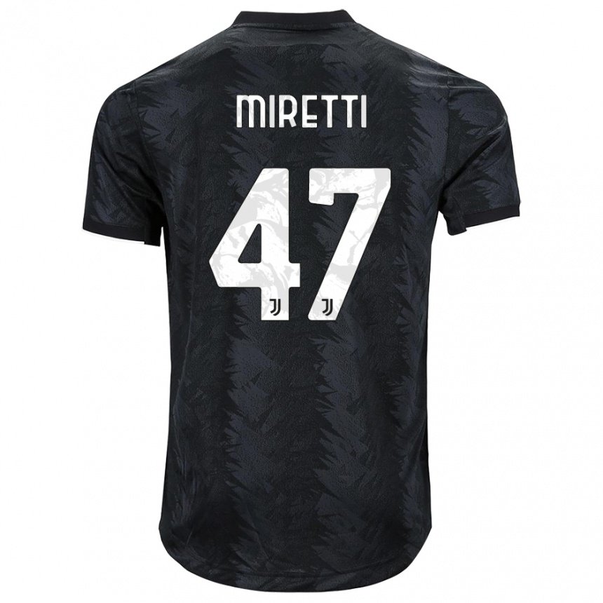 Kinderen Fabio Miretti #47 Donkerzwart Uitshirt Uittenue 2022/23 T-shirt