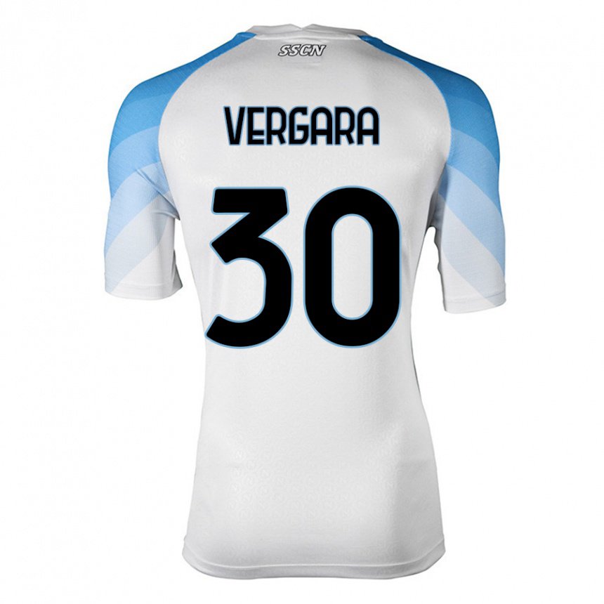 Kinderen Antonio Vergara #30 Wit Hemelsblauw Uitshirt Uittenue 2022/23 T-shirt
