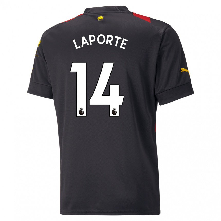 Kinderen Aymeric Laporte #14 Zwart Rood Uitshirt Uittenue 2022/23 T-shirt