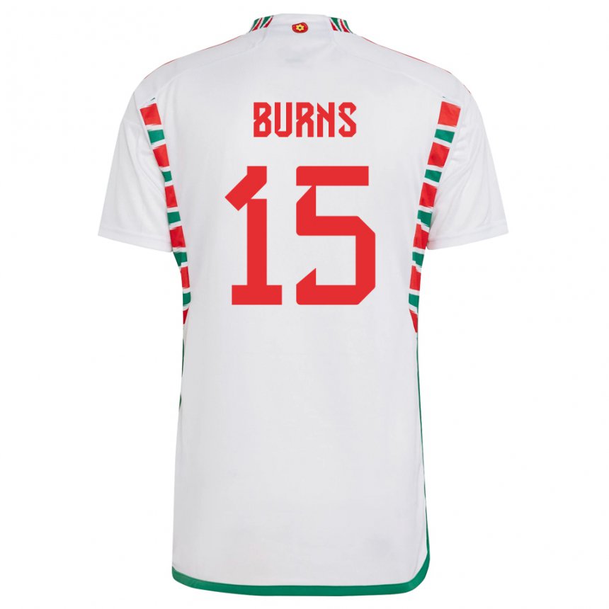 Kinderen Welsh Wes Burns #15 Wit Uitshirt Uittenue 22-24 T-shirt