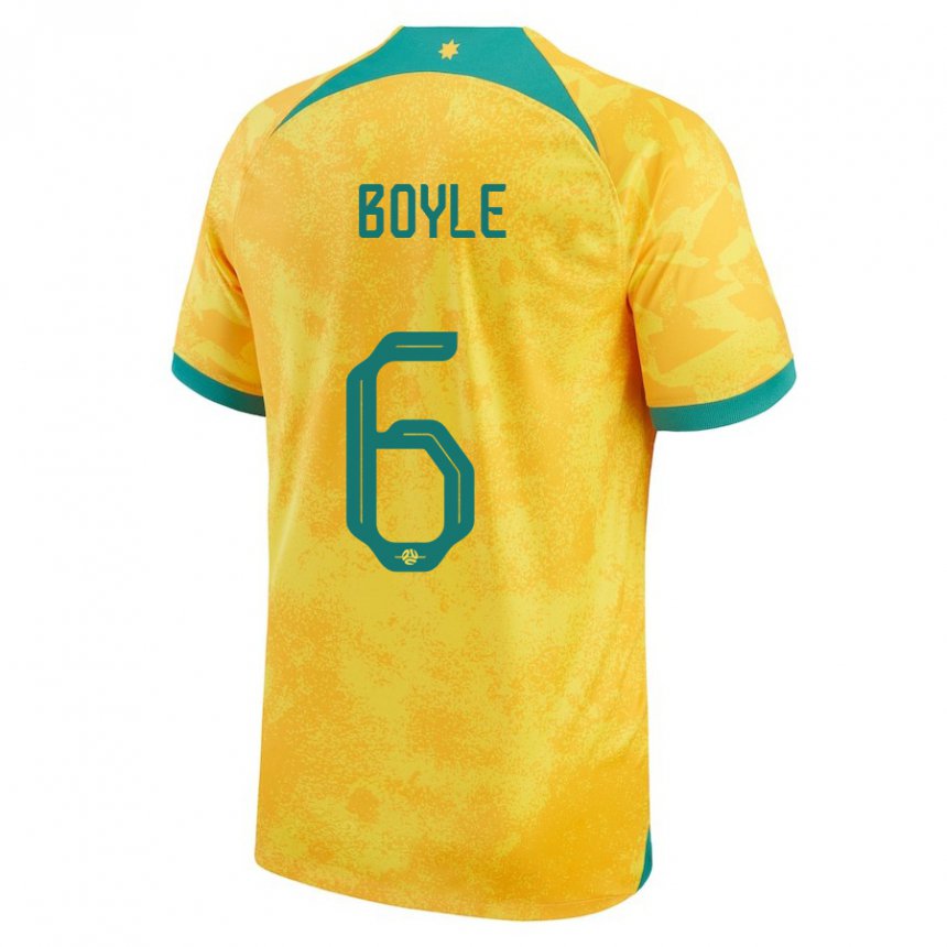 Heren Australisch Martin Boyle #6 Gouden Thuisshirt Thuistenue 22-24 T-shirt