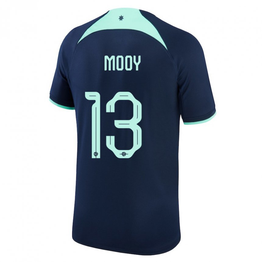 Heren Australisch Aaron Mooy #13 Donkerblauw Uitshirt Uittenue 22-24 T-shirt