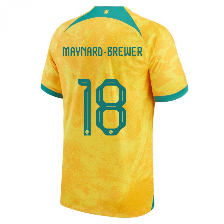 Kinderen Australisch Ashley Maynard Brewer #18 Gouden Thuisshirt Thuistenue 22-24 T-shirt