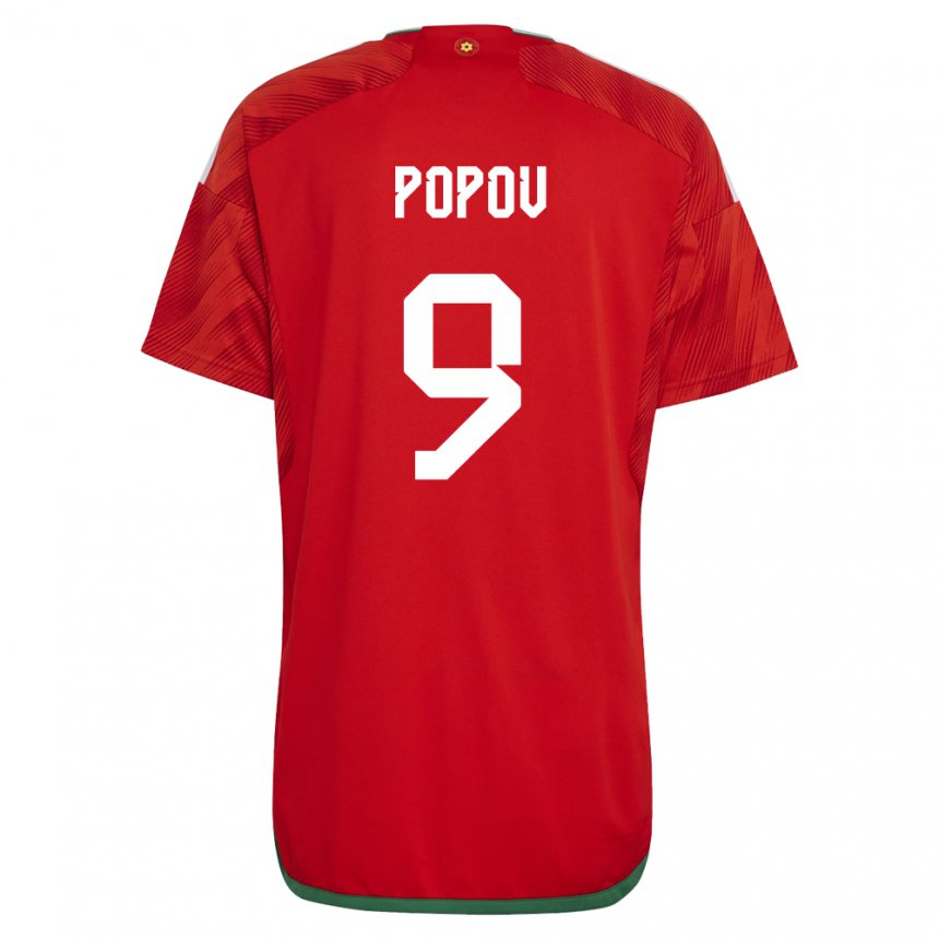 Kinderen Welsh Christopher Popov #9 Rood Thuisshirt Thuistenue 22-24 T-shirt