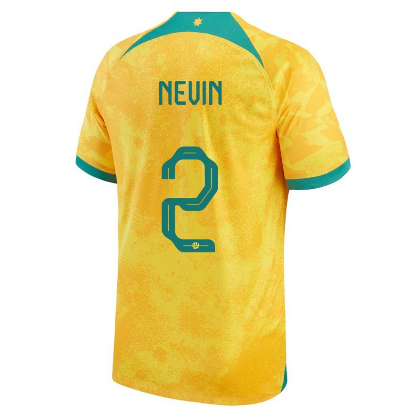 Heren Australisch Courtney Nevin #2 Gouden Thuisshirt Thuistenue 22-24 T-shirt