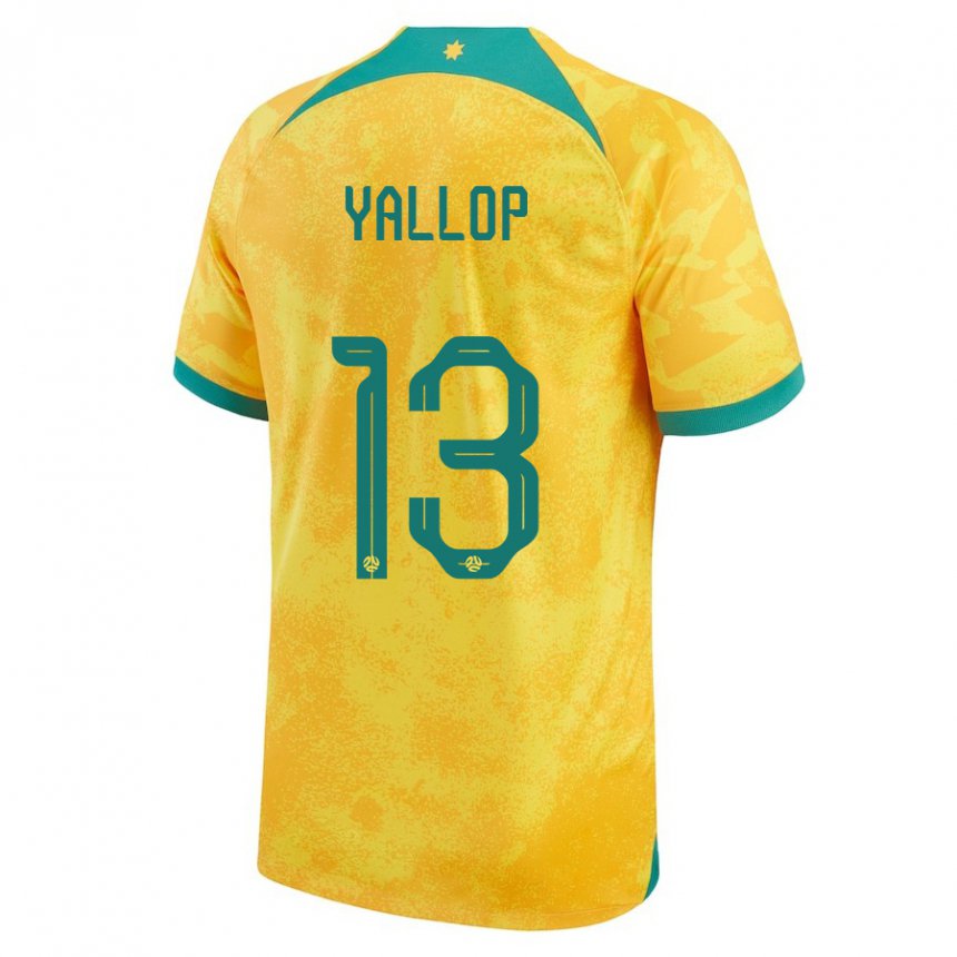 Heren Australisch Tameka Yallop #13 Gouden Thuisshirt Thuistenue 22-24 T-shirt