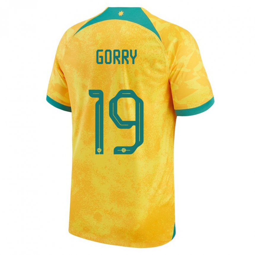 Heren Australisch Katrina Gorry #19 Gouden Thuisshirt Thuistenue 22-24 T-shirt