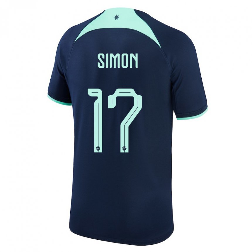 Heren Australisch Kyah Simon #17 Donkerblauw Uitshirt Uittenue 22-24 T-shirt