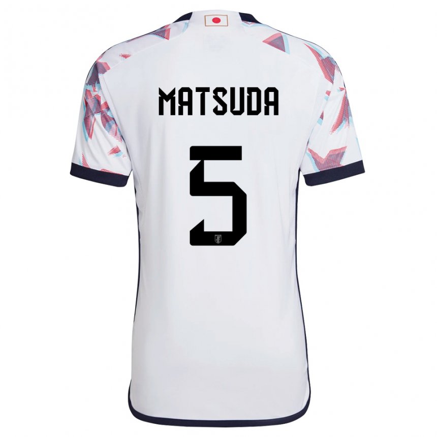 Dames Japans Hayate Matsuda #5 Wit Uitshirt Uittenue 22-24 T-shirt