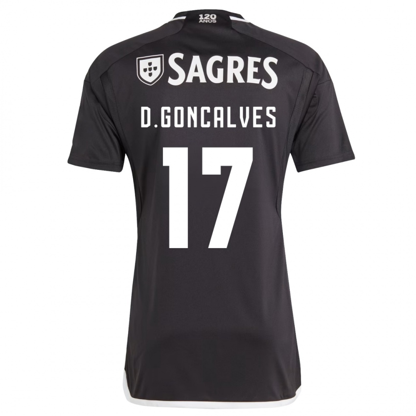Kinderen Diogo Goncalves #17 Zwart Uitshirt Uittenue 2023/24 T-Shirt
