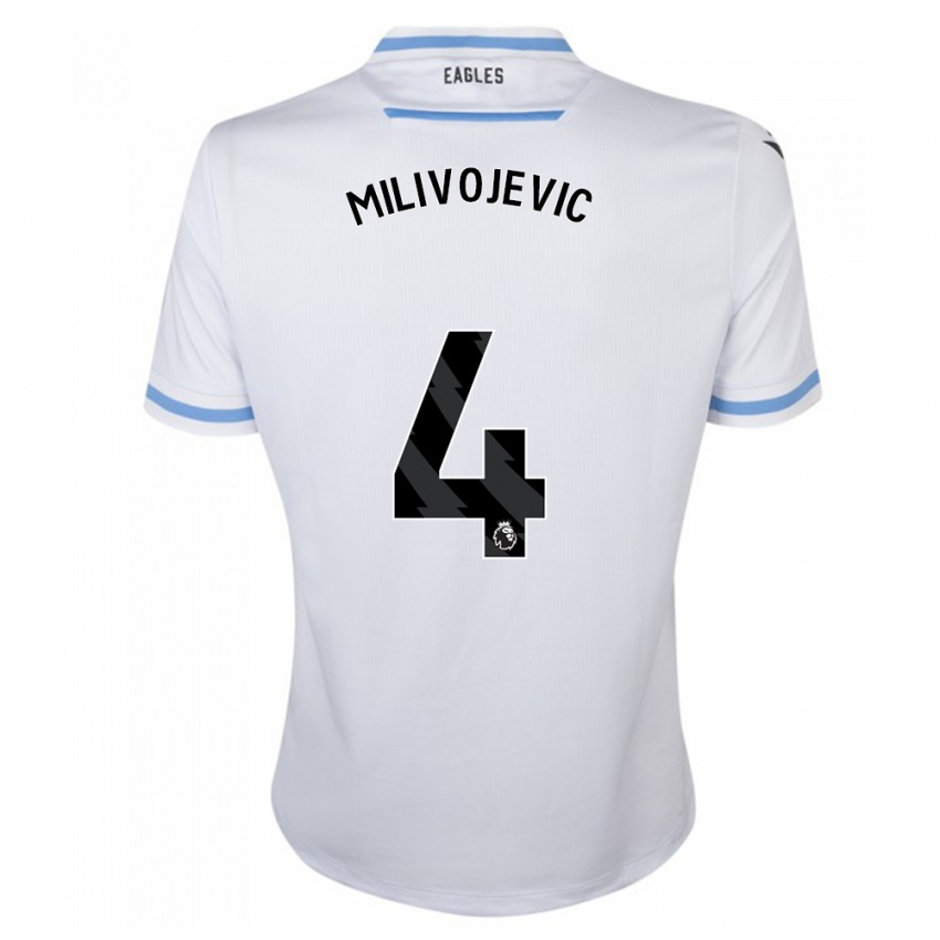 Heren Luka Milivojevic #4 Wit Uitshirt Uittenue 2023/24 T-Shirt