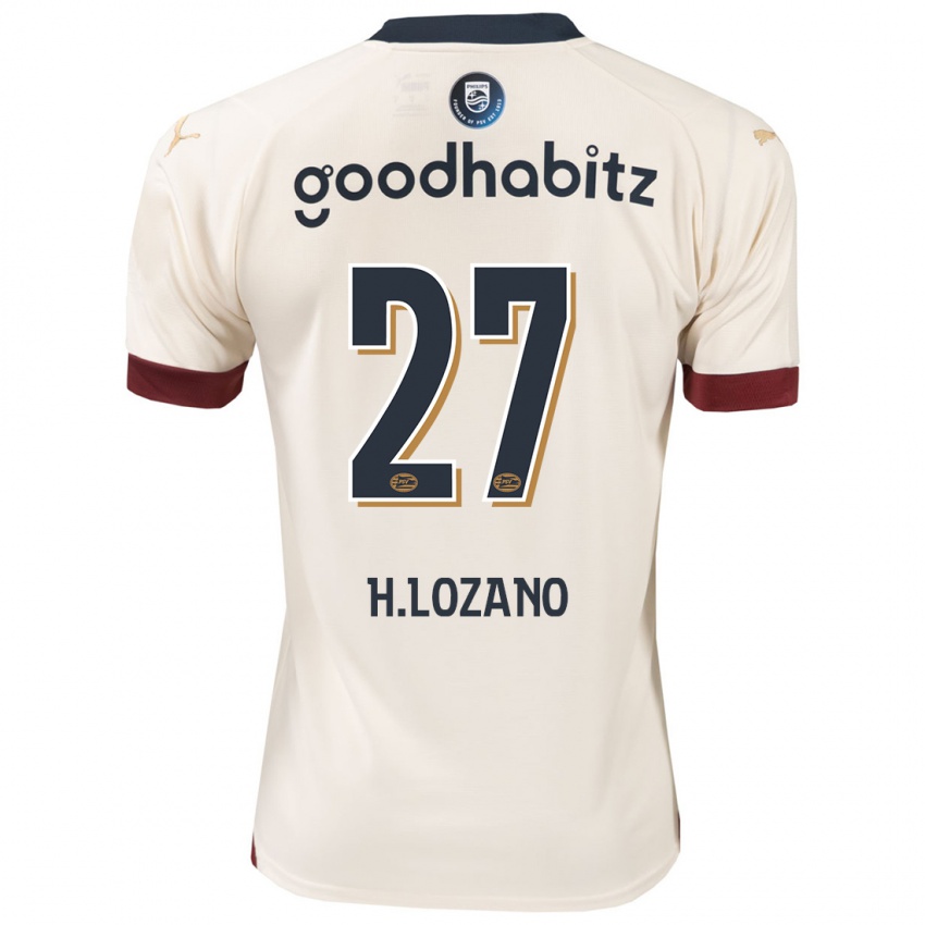 Heren Hirving Lozano #27 Gebroken Wit Uitshirt Uittenue 2023/24 T-Shirt
