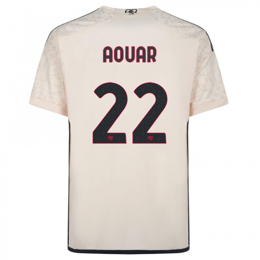 Heren Houssem Aouar #22 Gebroken Wit Uitshirt Uittenue 2023/24 T-Shirt