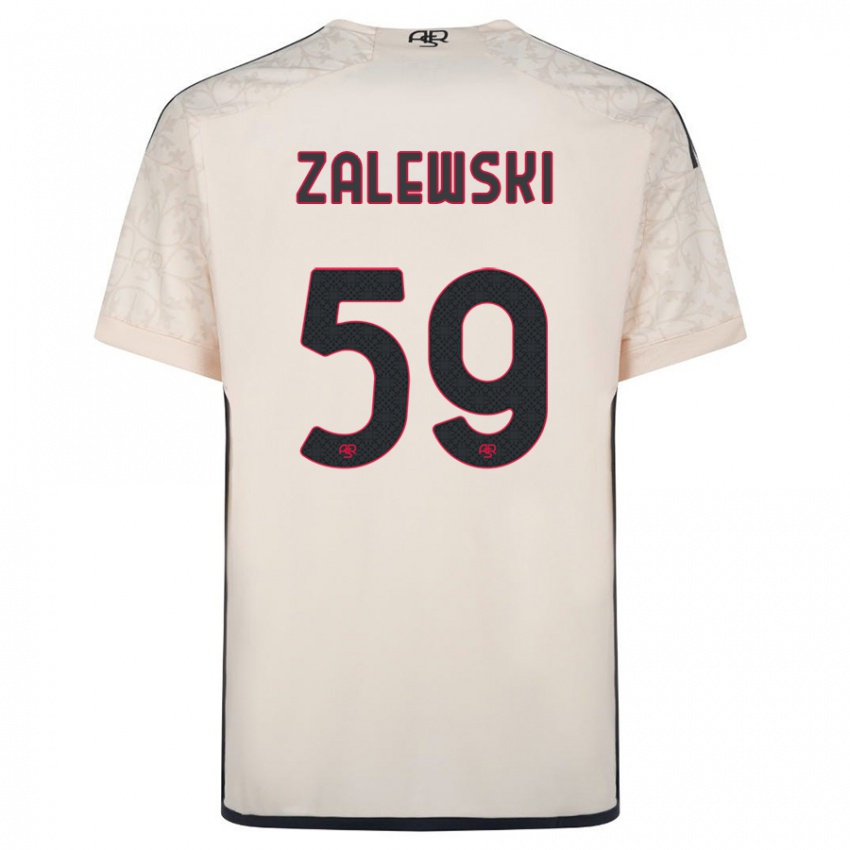 Heren Nicola Zalewski #59 Gebroken Wit Uitshirt Uittenue 2023/24 T-Shirt