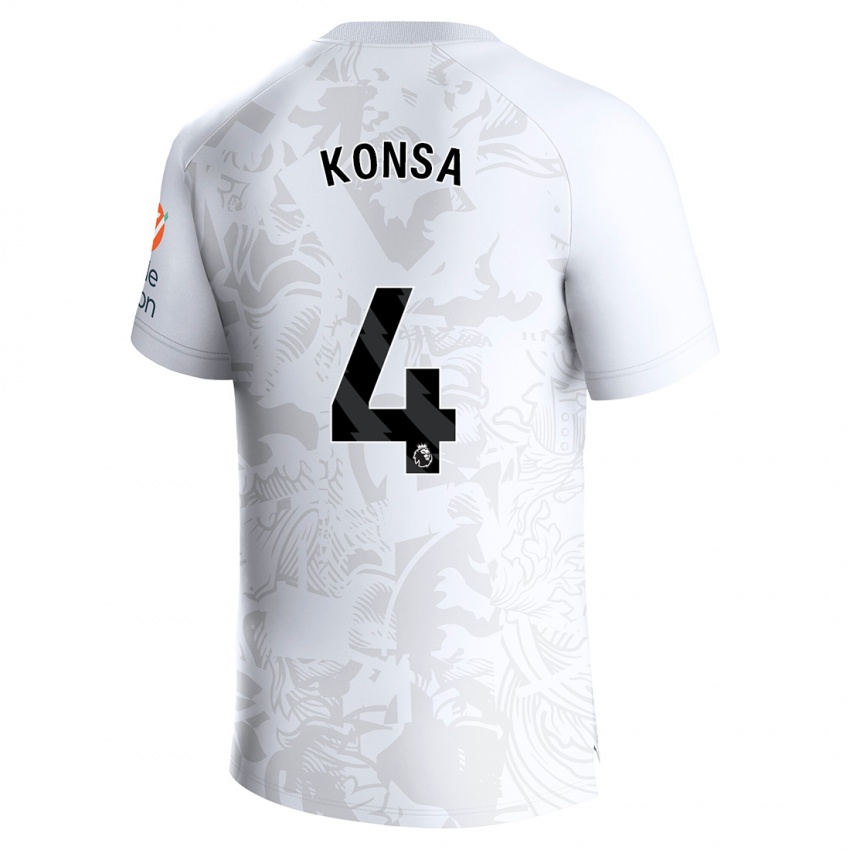 Dames Ezri Konsa #4 Wit Uitshirt Uittenue 2023/24 T-Shirt