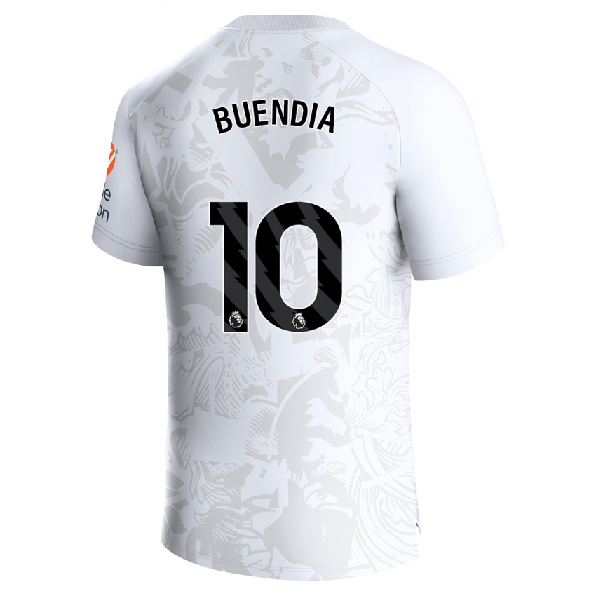 Dames Emiliano Buendia #10 Wit Uitshirt Uittenue 2023/24 T-Shirt