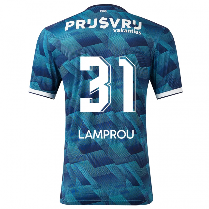 Dames Kostas Lamprou #31 Blauw Uitshirt Uittenue 2023/24 T-Shirt