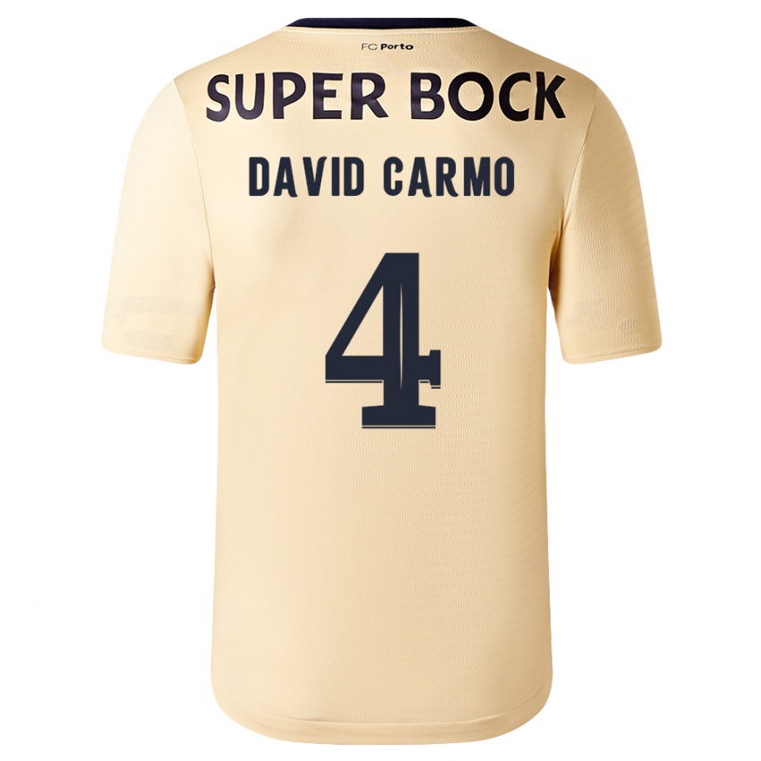 Dames David Carmo #4 Beige-Gouden Uitshirt Uittenue 2023/24 T-Shirt