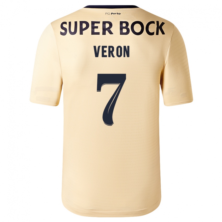 Dames Gabriel Veron #7 Beige-Gouden Uitshirt Uittenue 2023/24 T-Shirt