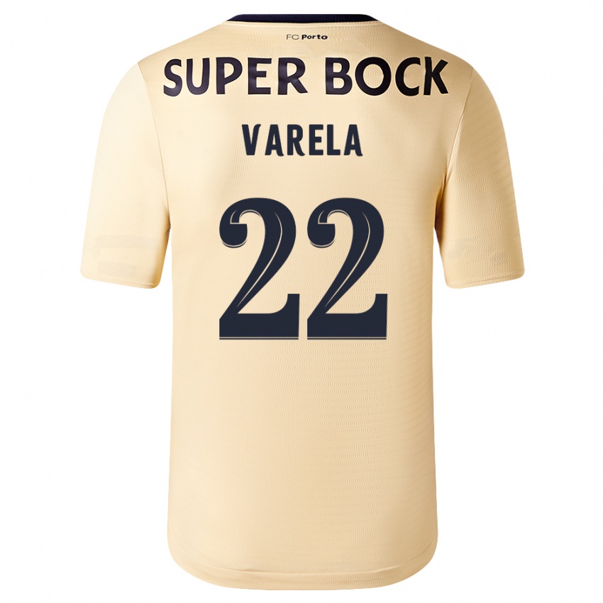 Dames Alan Varela #22 Beige-Gouden Uitshirt Uittenue 2023/24 T-Shirt