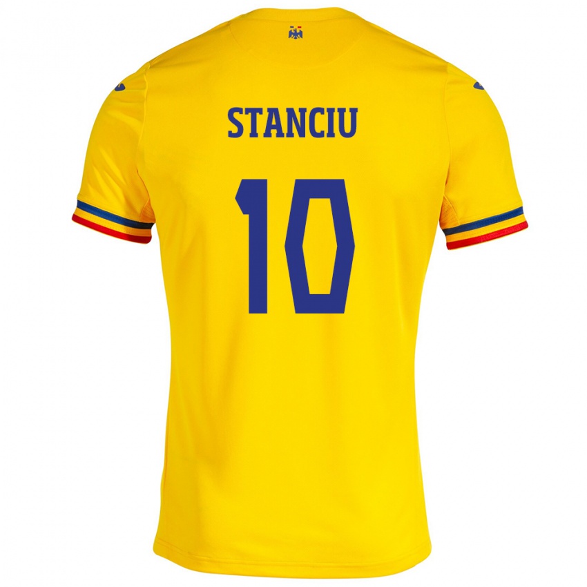 Kinderen Roemenië Nicolae Stanciu #10 Geel Thuisshirt Thuistenue 24-26 T-Shirt