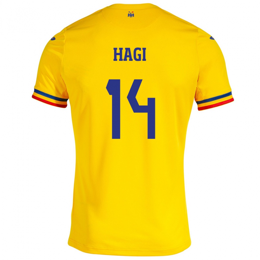 Kinderen Roemenië Ianis Hagi #14 Geel Thuisshirt Thuistenue 24-26 T-Shirt
