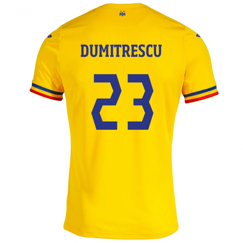 Kinderen Roemenië Andres Dumitrescu #23 Geel Thuisshirt Thuistenue 24-26 T-Shirt