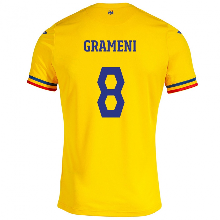 Kinderen Roemenië Constantin Grameni #8 Geel Thuisshirt Thuistenue 24-26 T-Shirt