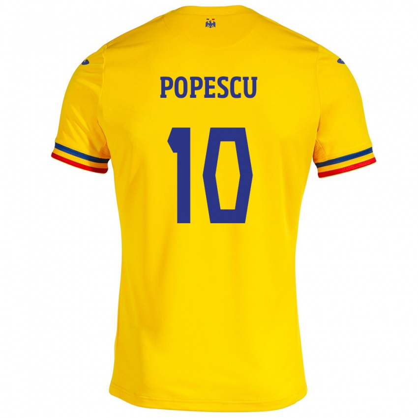 Kinderen Roemenië Octavian Popescu #10 Geel Thuisshirt Thuistenue 24-26 T-Shirt