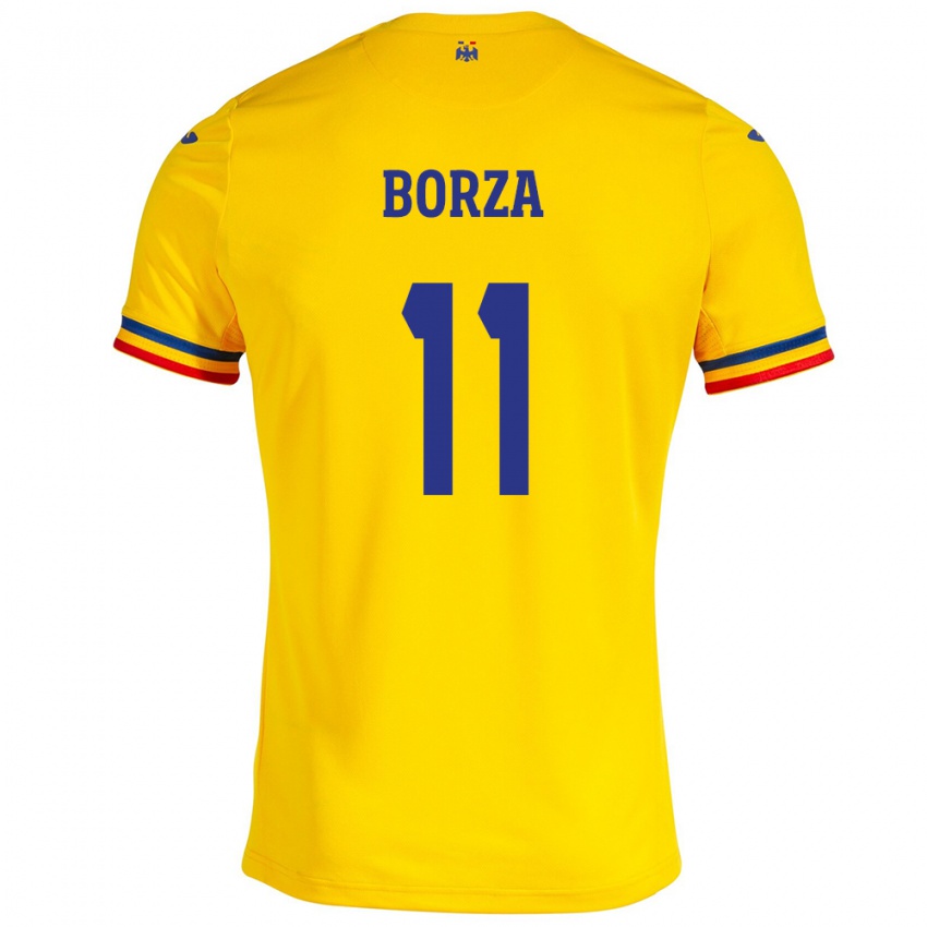 Kinderen Roemenië Andrei Borza #11 Geel Thuisshirt Thuistenue 24-26 T-Shirt