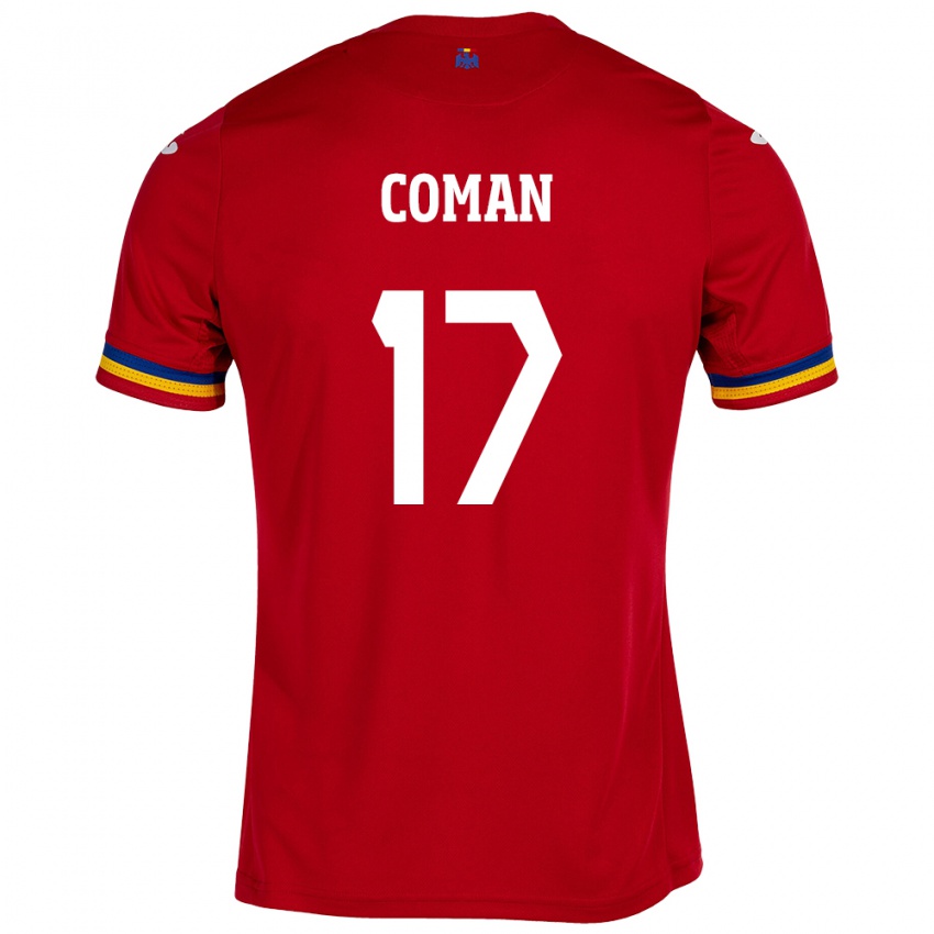Kinderen Roemenië Florinel Coman #17 Rood Uitshirt Uittenue 24-26 T-Shirt