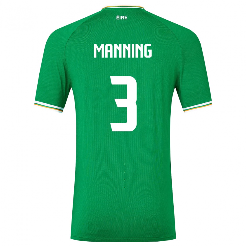 Heren Ierland Ryan Manning #3 Groente Thuisshirt Thuistenue 24-26 T-Shirt