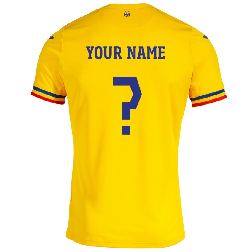 Heren Roemenië Uw Naam #0 Geel Thuisshirt Thuistenue 24-26 T-Shirt