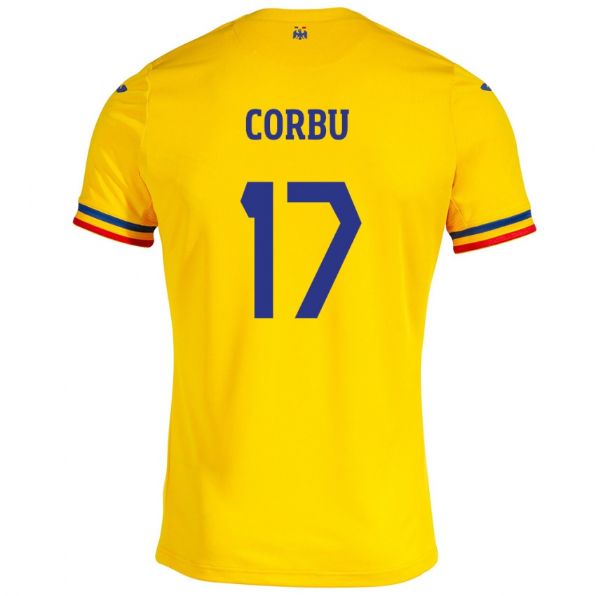 Heren Roemenië Marius Corbu #17 Geel Thuisshirt Thuistenue 24-26 T-Shirt