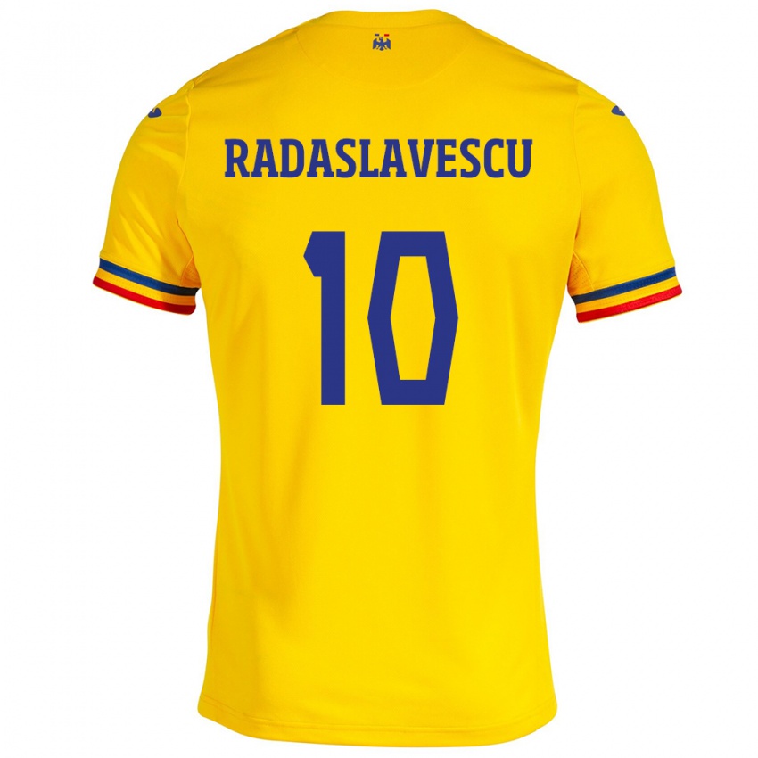Heren Roemenië Eduard Radaslavescu #10 Geel Thuisshirt Thuistenue 24-26 T-Shirt
