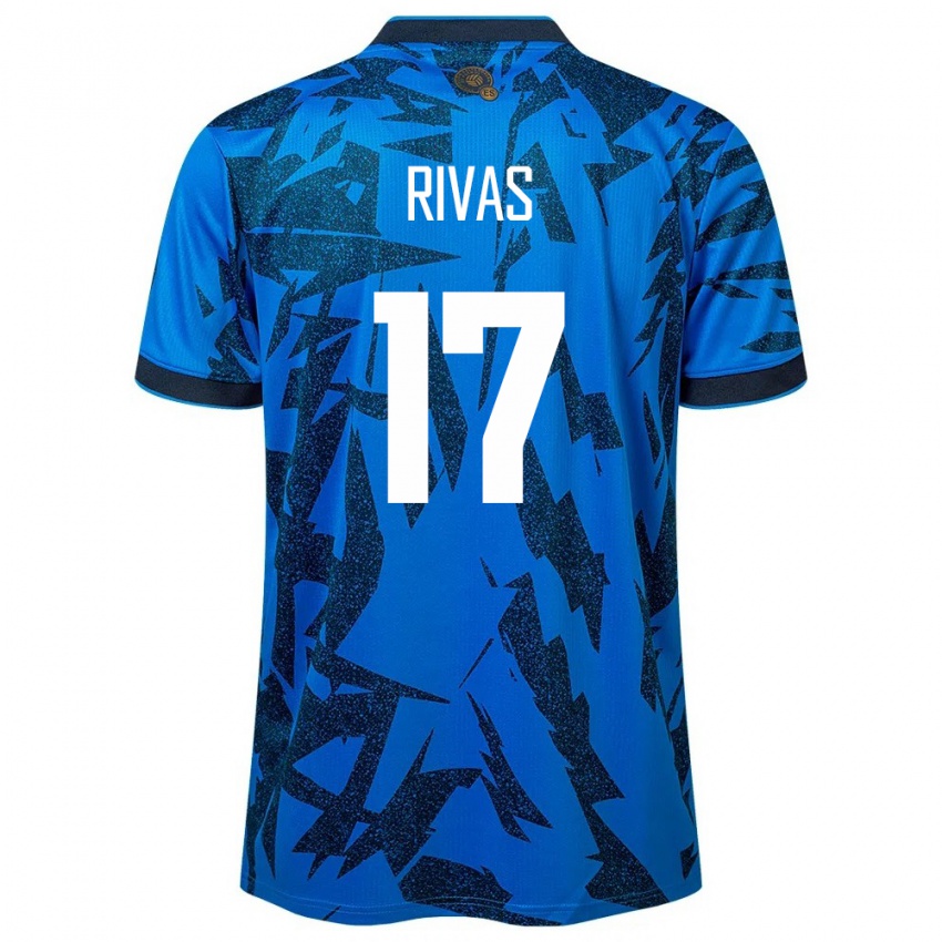 Heren El Salvador Eduardo Rivas #17 Blauw Thuisshirt Thuistenue 24-26 T-Shirt