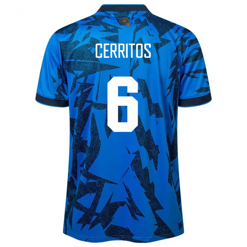 Heren El Salvador Mauricio Cerritos #6 Blauw Thuisshirt Thuistenue 24-26 T-Shirt