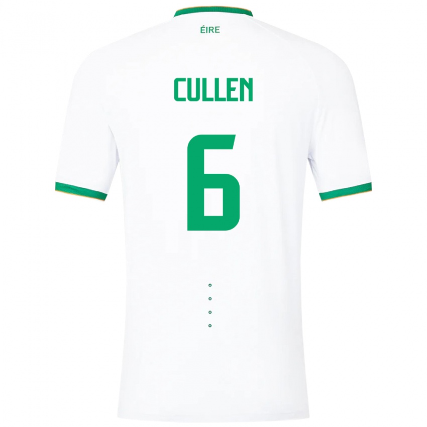 Heren Ierland Josh Cullen #6 Wit Uitshirt Uittenue 24-26 T-Shirt