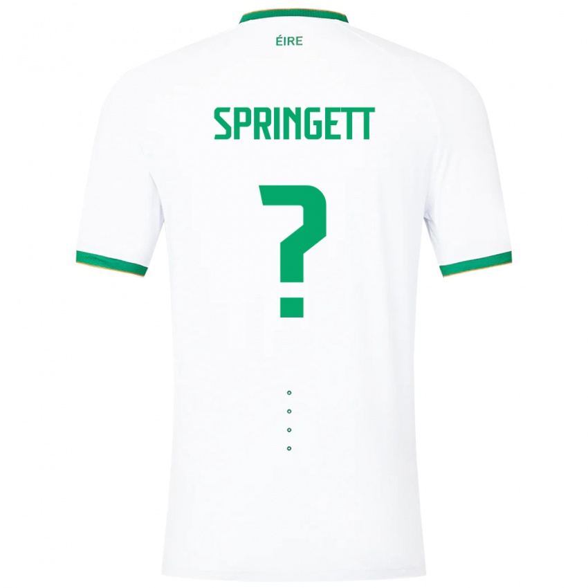 Heren Ierland Tony Springett #0 Wit Uitshirt Uittenue 24-26 T-Shirt
