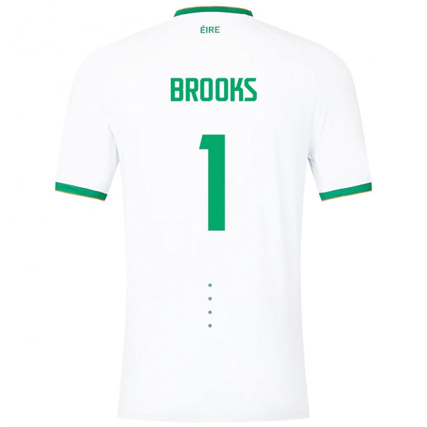 Heren Ierland Tiernan Brooks #1 Wit Uitshirt Uittenue 24-26 T-Shirt
