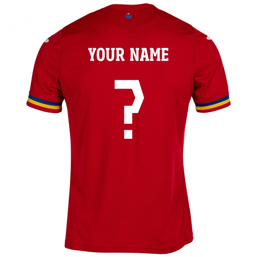 Heren Roemenië Uw Naam #0 Rood Uitshirt Uittenue 24-26 T-Shirt