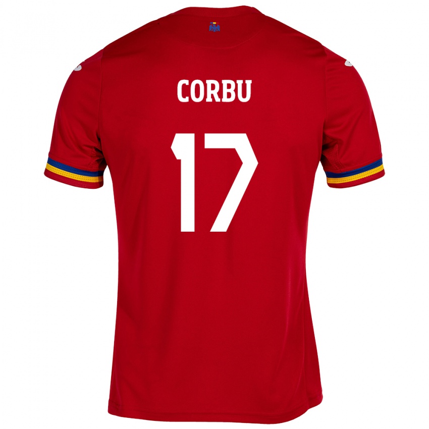 Heren Roemenië Marius Corbu #17 Rood Uitshirt Uittenue 24-26 T-Shirt