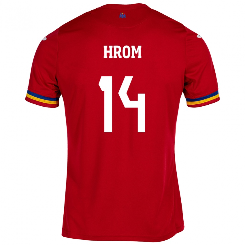 Heren Roemenië Darian Hrom #14 Rood Uitshirt Uittenue 24-26 T-Shirt