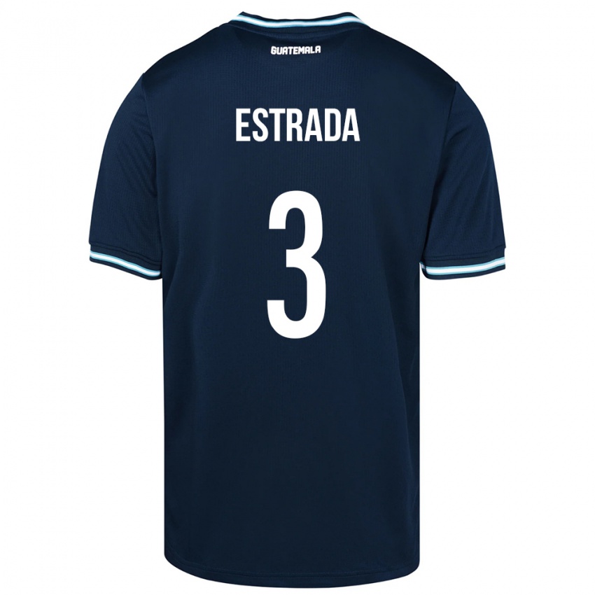Heren Guatemala Carlos Estrada #3 Blauw Uitshirt Uittenue 24-26 T-Shirt