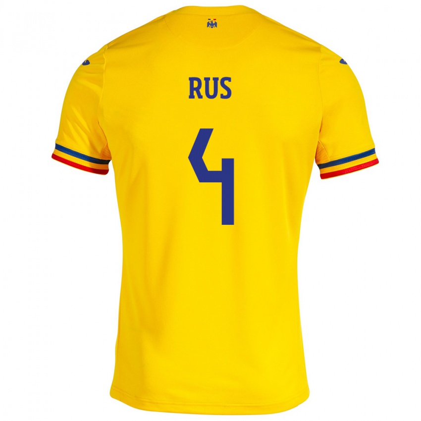 Dames Roemenië Adrian Rus #4 Geel Thuisshirt Thuistenue 24-26 T-Shirt
