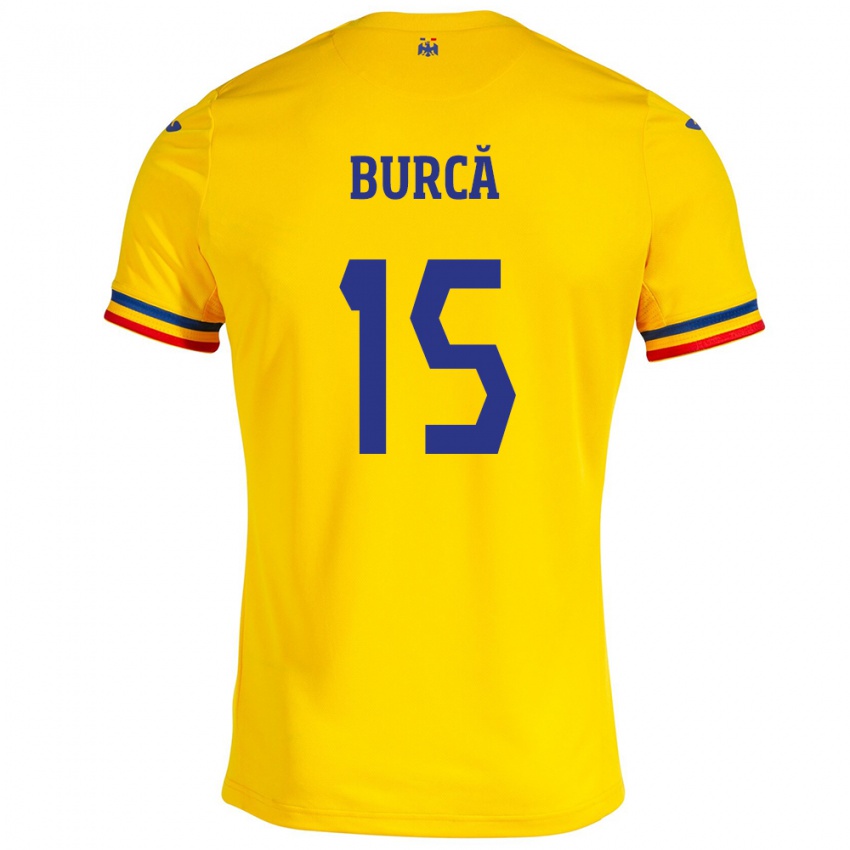 Dames Roemenië Andrei Burcă #15 Geel Thuisshirt Thuistenue 24-26 T-Shirt